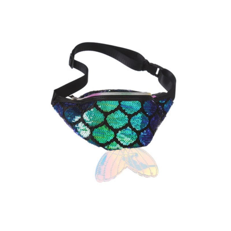 Grüne Meerjungfrau-Pailletten-Bauchtasche sac banane sirene sequins verts