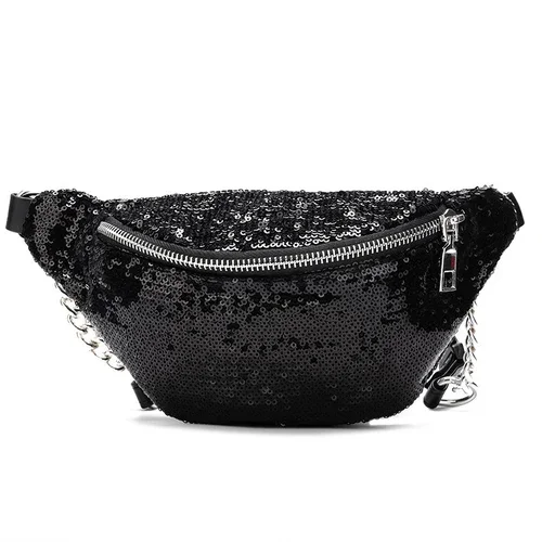 sac banane femme noir sequin