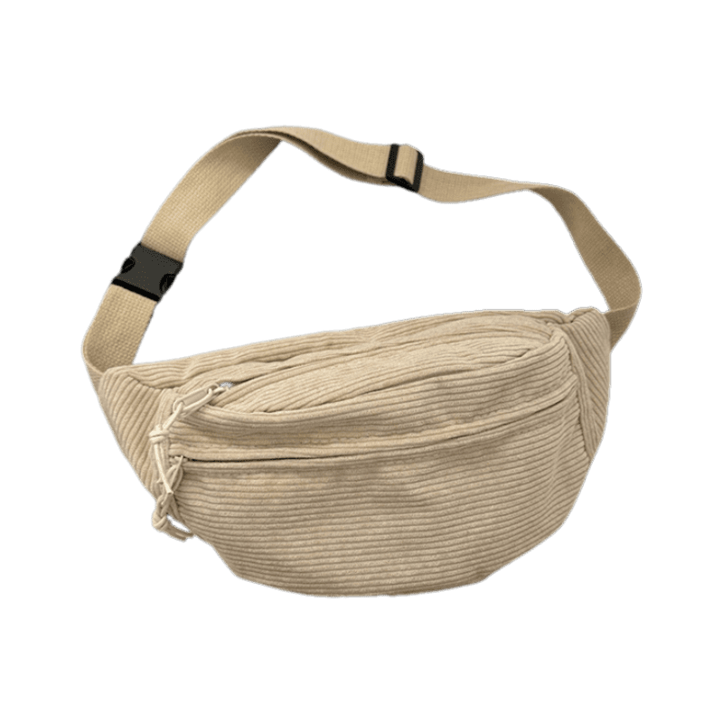 sac banane femme velours cotele beige