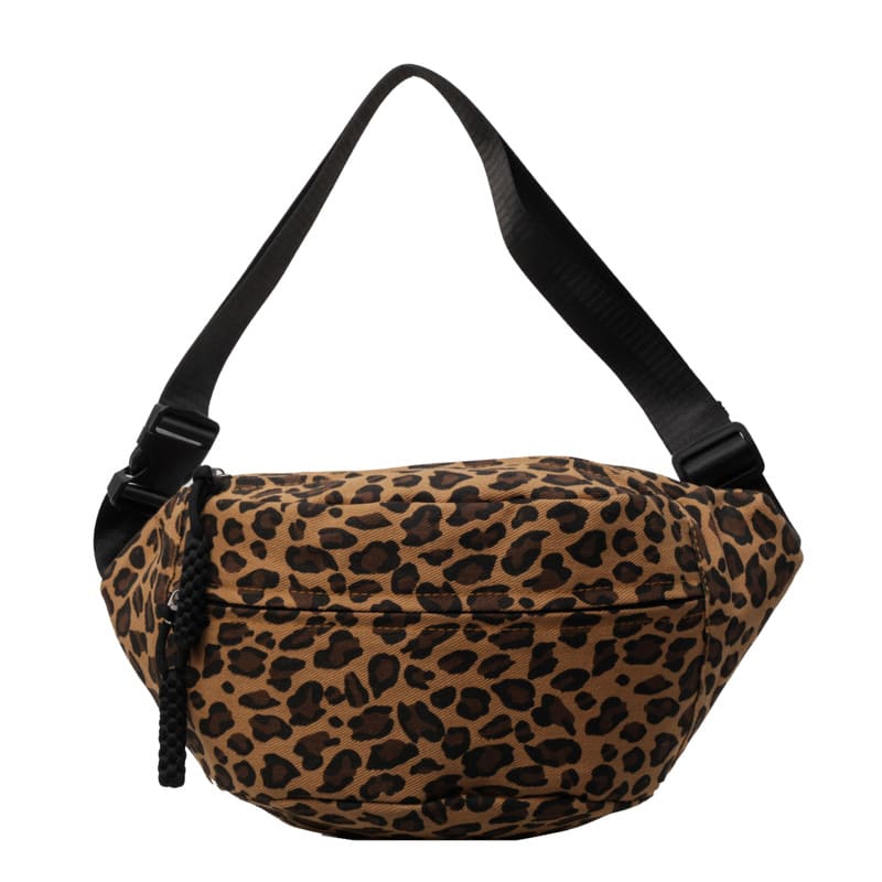 sac banane imprime leopard xl marron