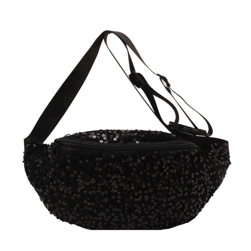 sac banane paillette noir