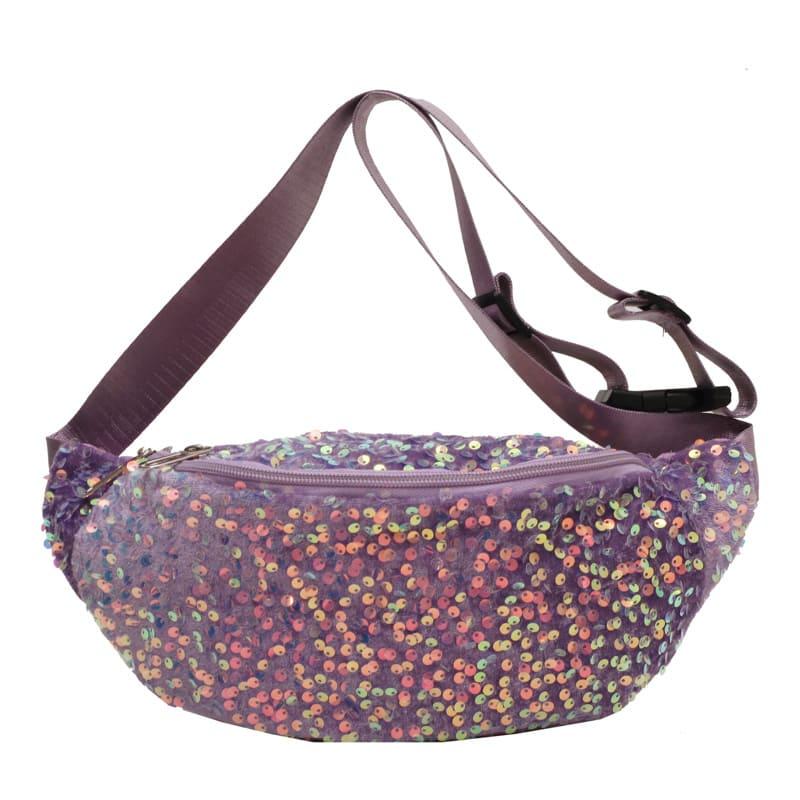 sac banane paillette violet