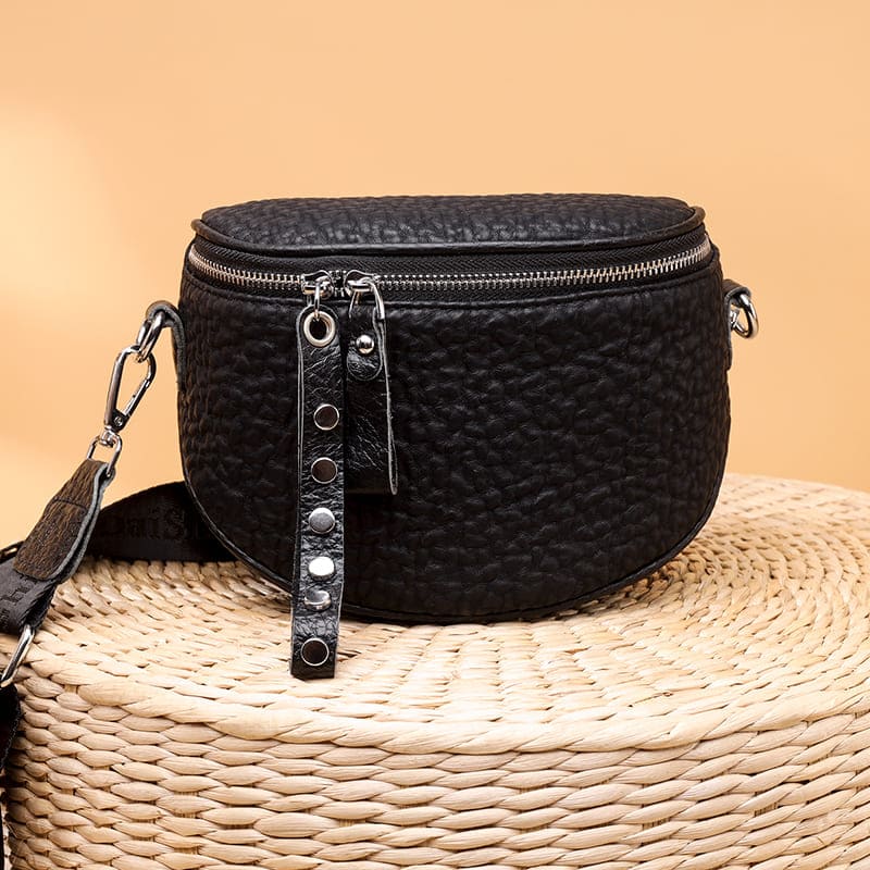 principal sac banane femme cuir vachette noir