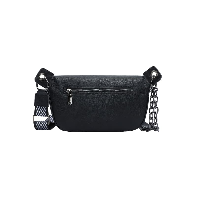 dos sac banane en cuir noir femme