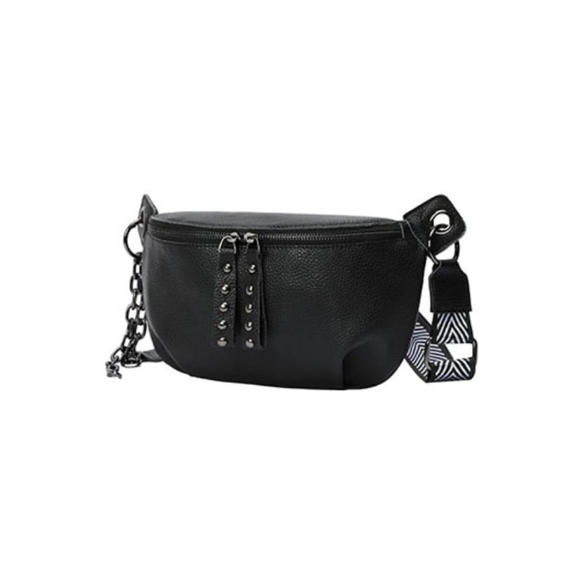 sac banane en cuir noir femme