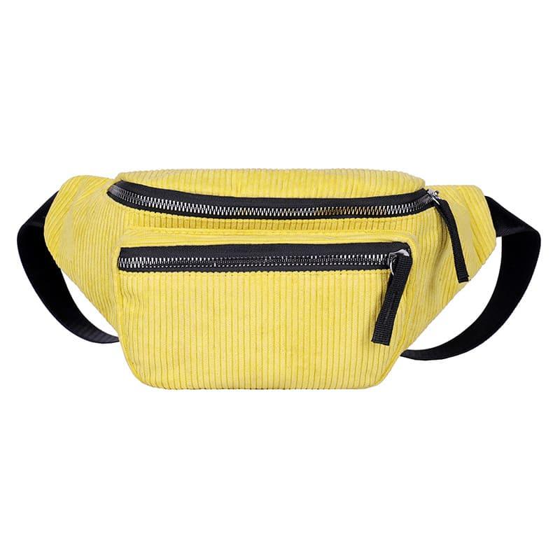 sac banane en velours jaune