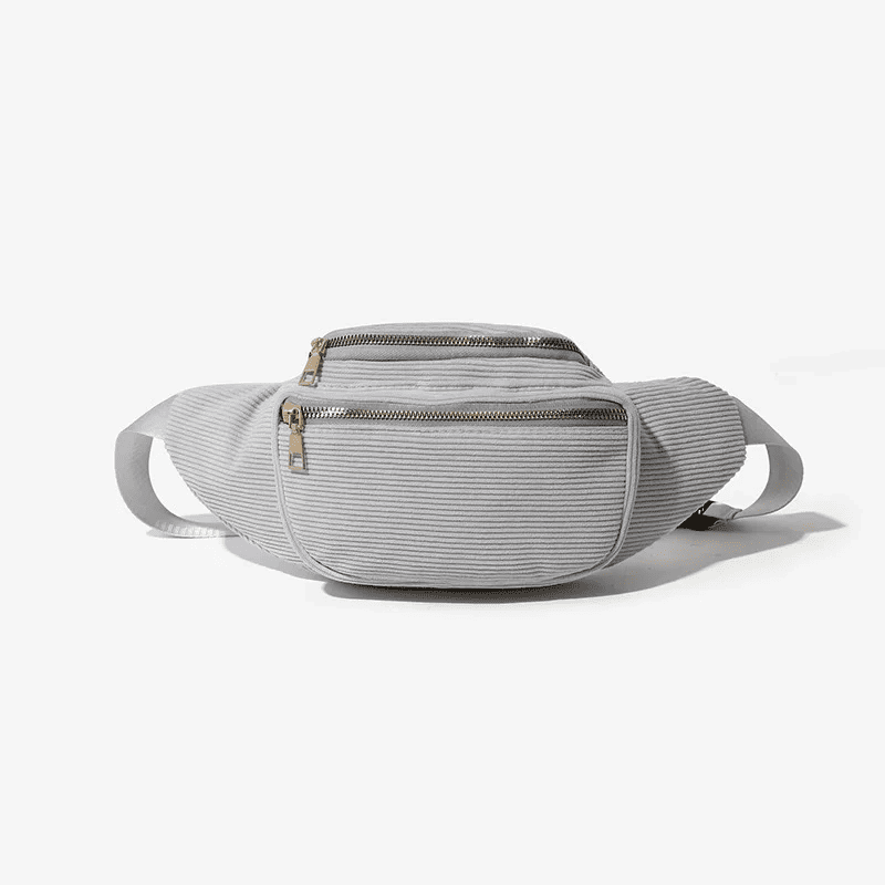 sac banane femme velour cotele gris